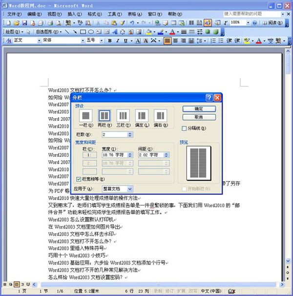 word如何分栏排版